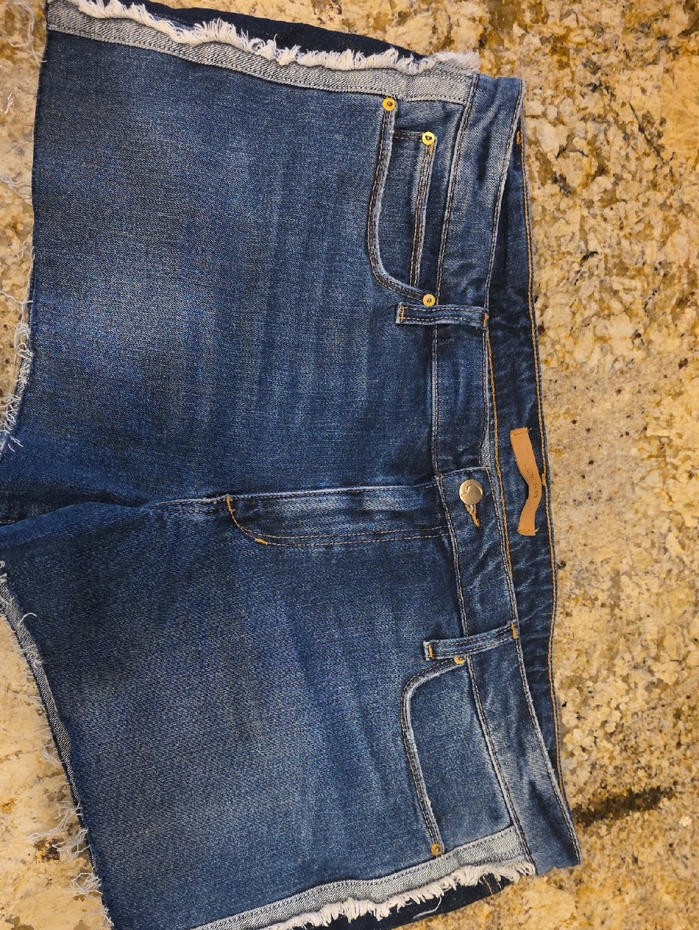 Joe's Jeans Dark Blue High-Rise Frayed Denim Shorts